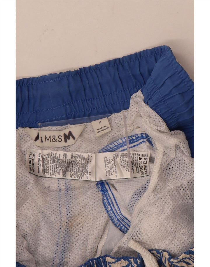 Marks & Spencer Herren-Badeshorts aus mittelblauem, geblümtem Polyester