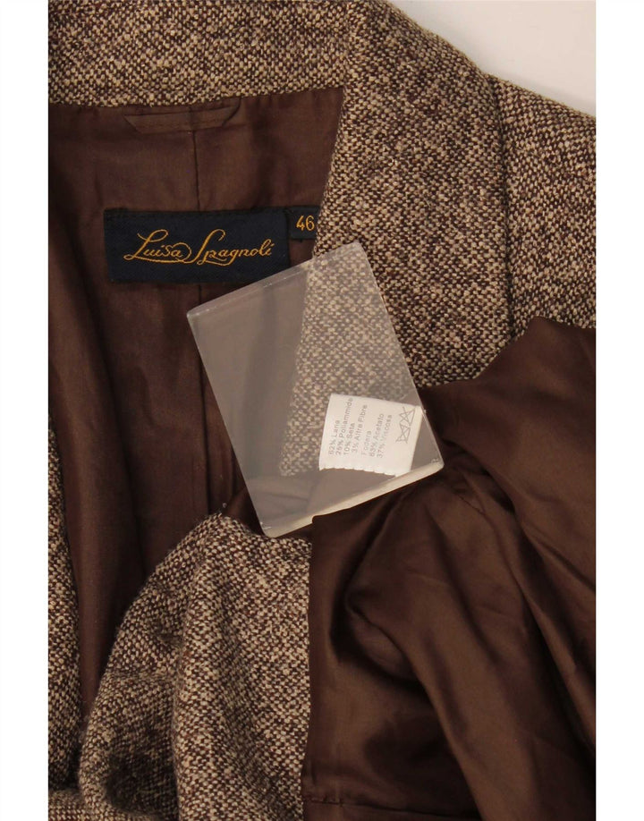 Luisa Spagnoli Damen 2-Knopf-Blazerjacke IT 46 Große braune Paisley-Wolle