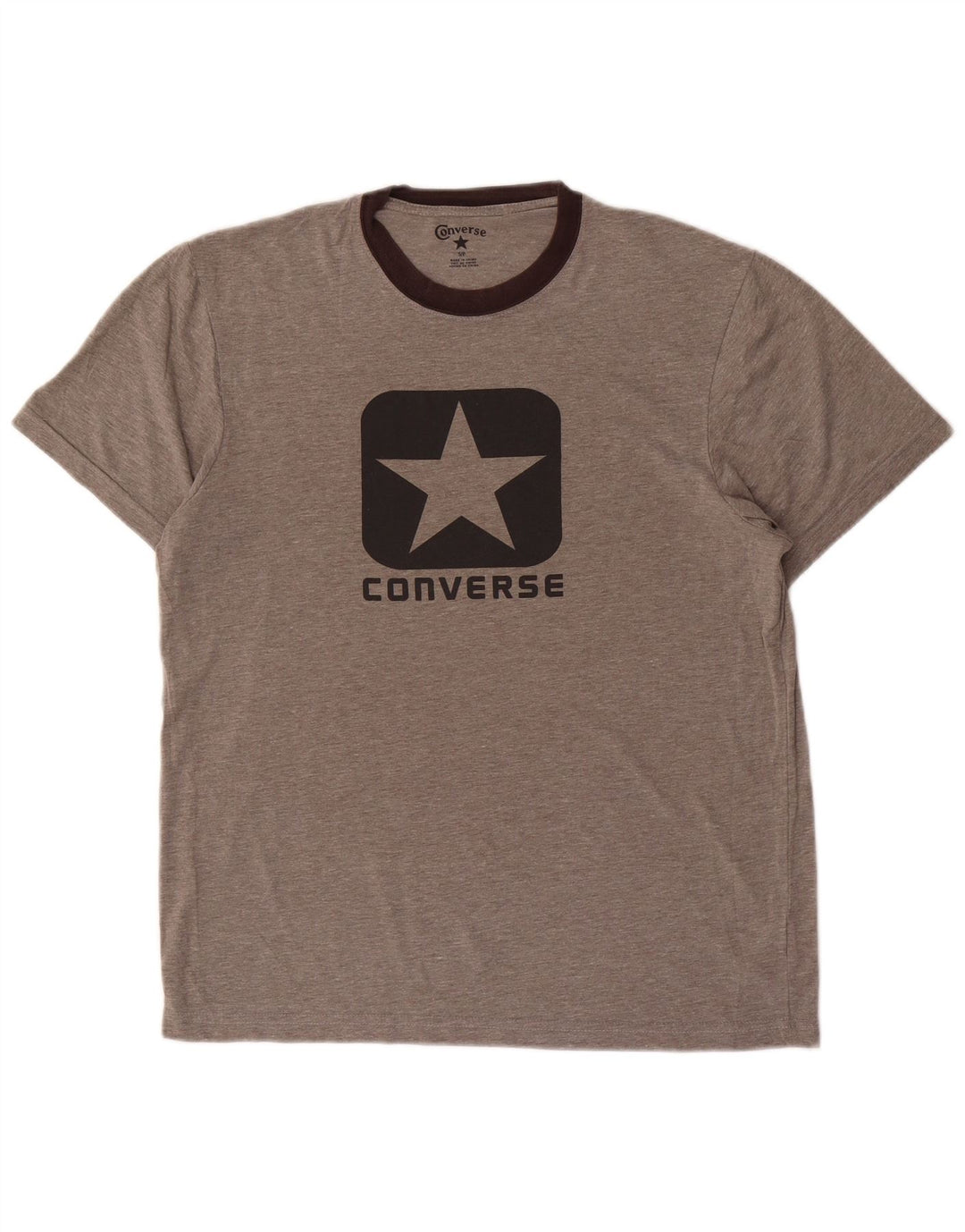 Converse Herren-T-Shirt mit Grafik, Größe S, Grau, Colourblock-Baumwolle