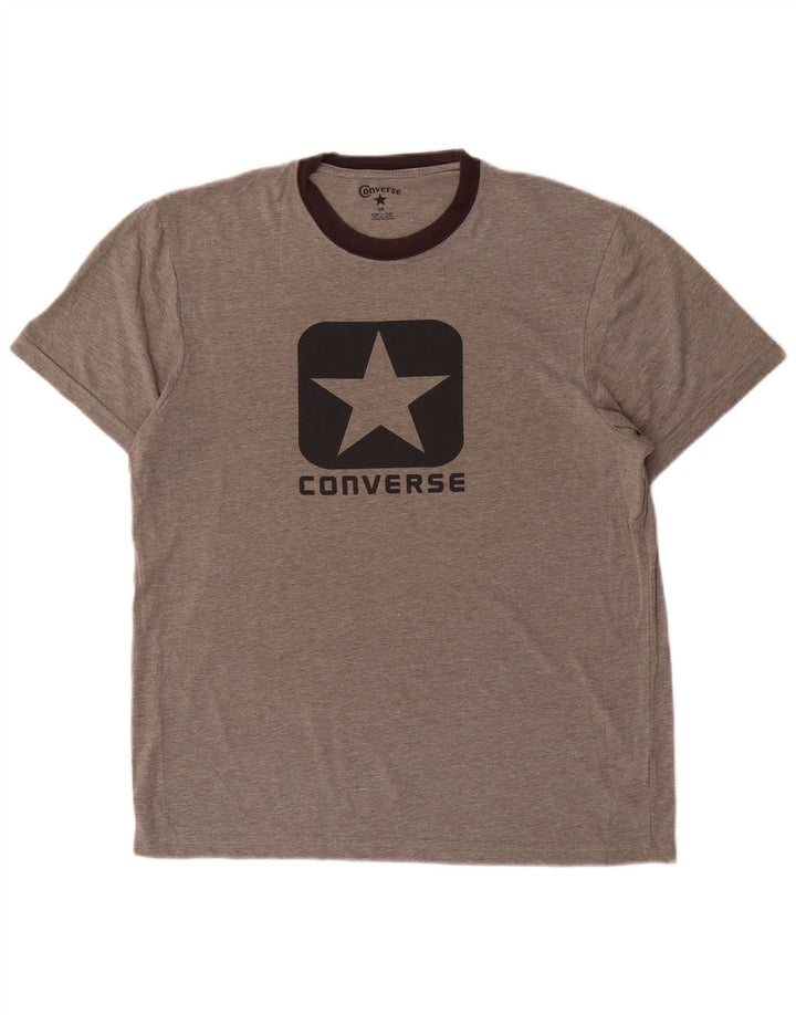 Converse Herren-T-Shirt mit Grafik, Größe S, Grau, Colourblock-Baumwolle