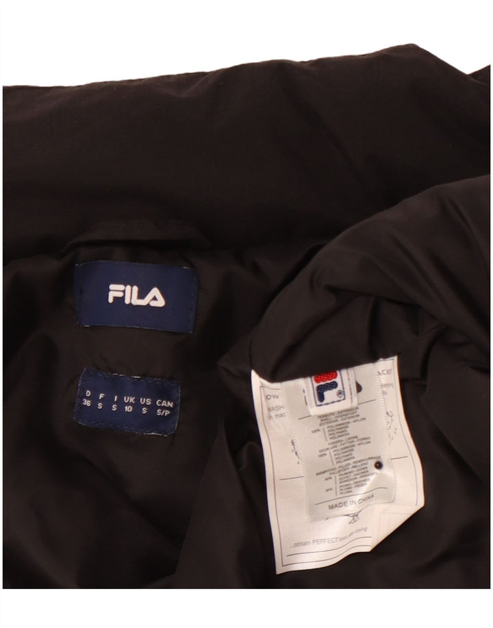 FILA Damen Wattierte Jacke UK 10 Small Schwarz Polyamid