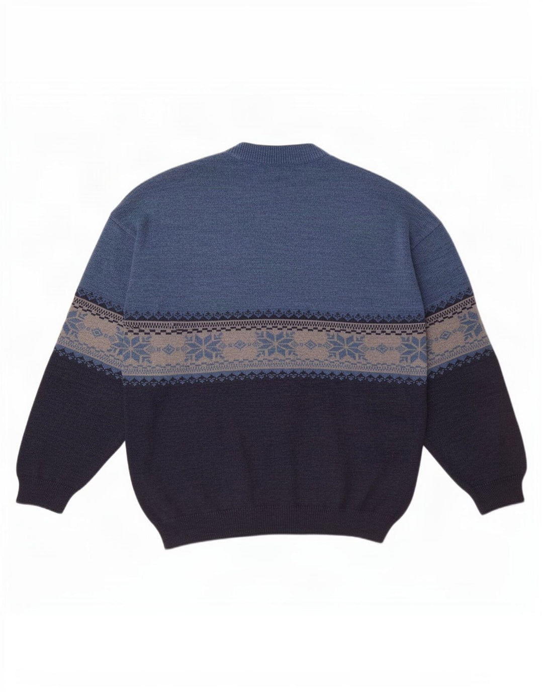White Sails Herren-Pullover mit Rundhalsausschnitt, Größe L, blaue Fair-Isle-Wolle