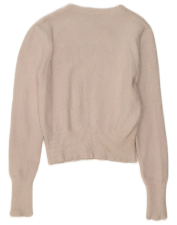 ZARA Damen Pullover mit bauchfreiem U-Boot-Ausschnitt, Gr. 14, Größe L, Beige, Nylon