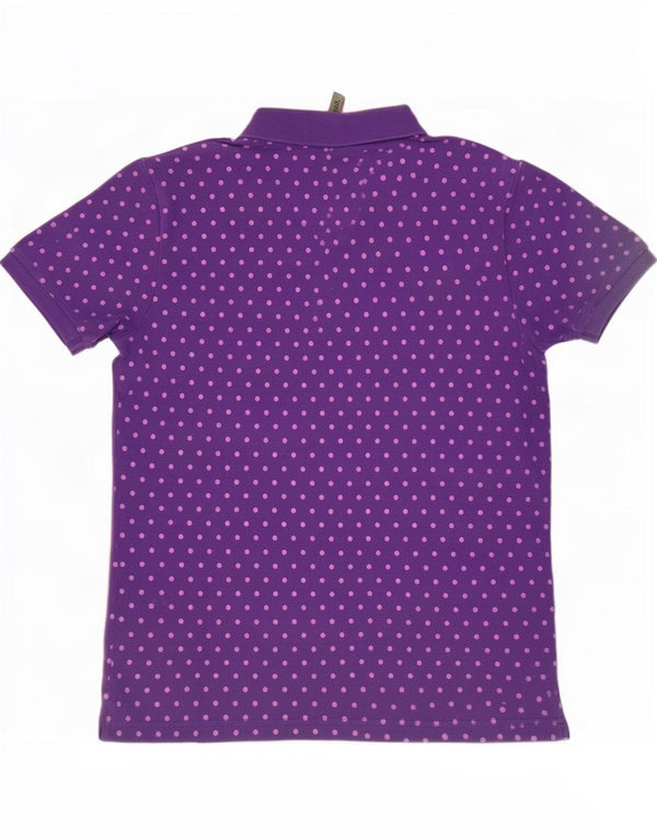 Sun68 Damen-Poloshirt UK 14 Large Lila gepunktete Baumwolle