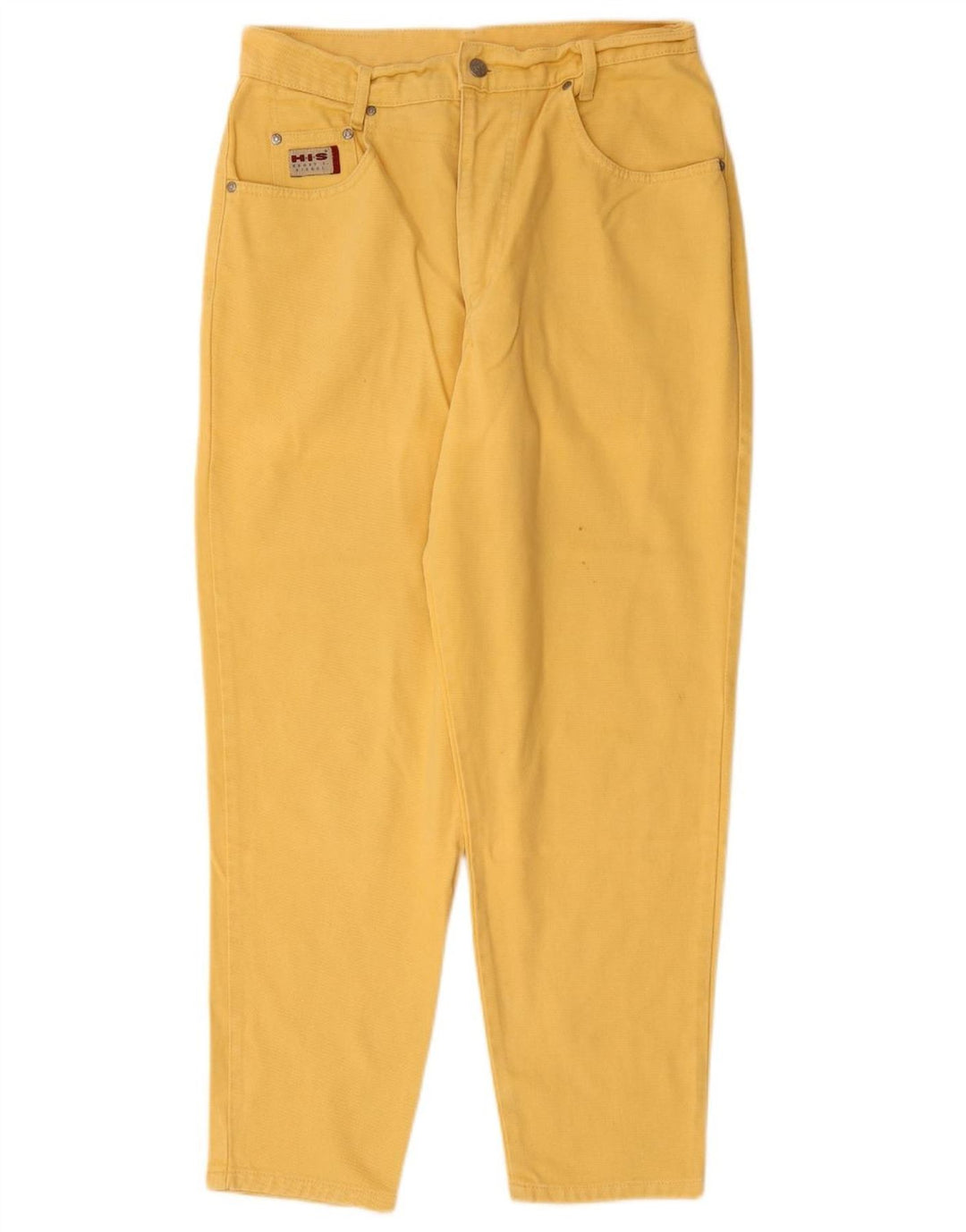 H.I.S Damen High Waist Tapered Jeans UK 18 XL W32 L28 Gelbe Baumwolle