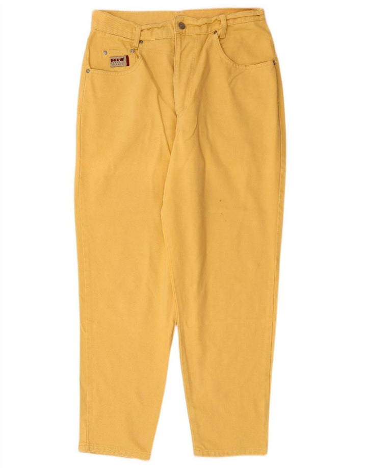 H.I.S Damen High Waist Tapered Jeans UK 18 XL W32 L28 Gelbe Baumwolle