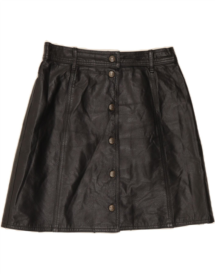 MAX&CO. Womens Leather A-Line Skirt UK 14 Medium W28  Black Leather Vintage Max&Co. and Second-Hand Max&Co. from Messina Hembry 
