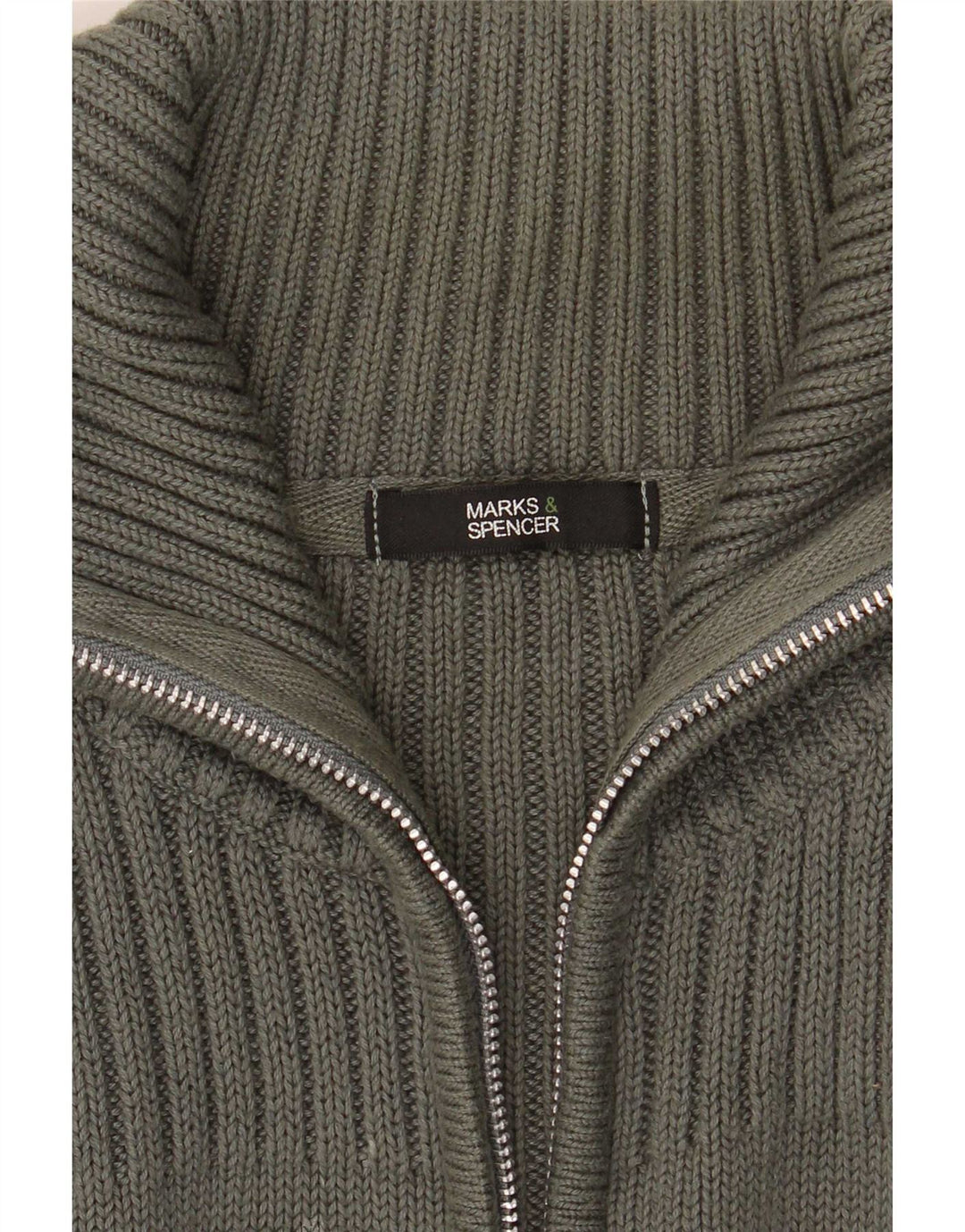 Marks & Spencer Herren-Cardigan mit durchgehendem Reißverschluss, Mittelkhaki