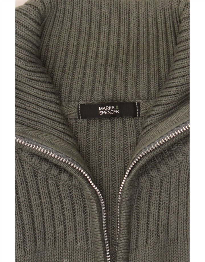 Marks & Spencer Herren-Cardigan mit durchgehendem Reißverschluss, Mittelkhaki