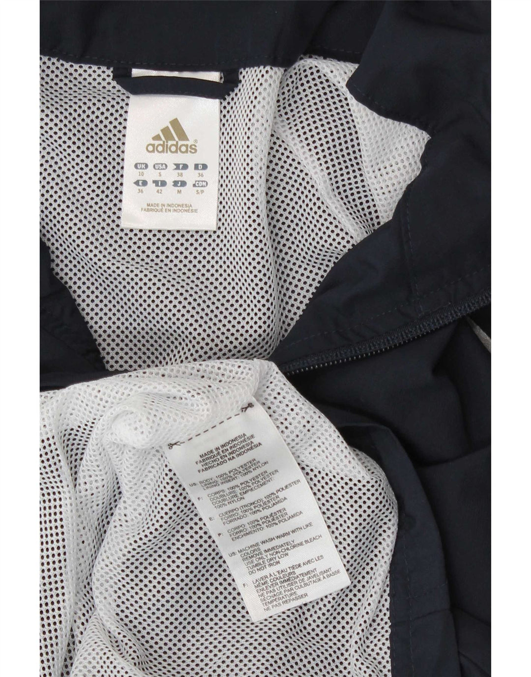 Adidas Damen Trainingsanzug Top Jacke UK 10 Small Marineblau Polyester
