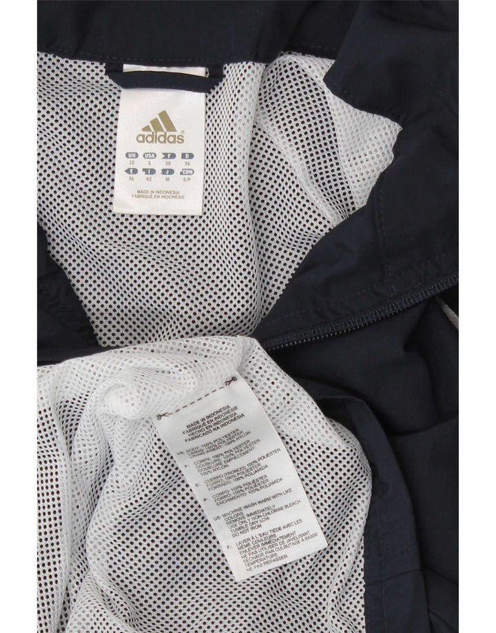 Adidas Damen Trainingsanzug Top Jacke UK 10 Small Marineblau Polyester