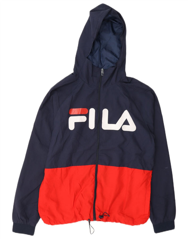 Fila Herren-Trainingsanzug mit grafischer Kapuze, mittelgroß, Marineblau, Farbblock