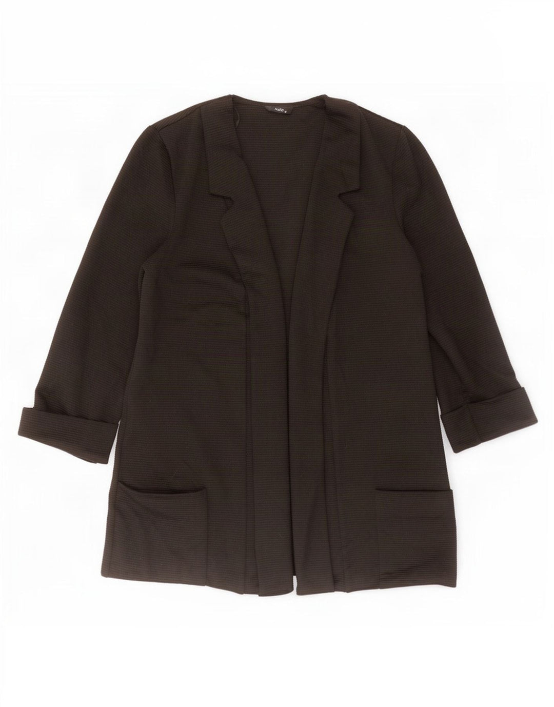 M&Co Damen-Cardigan-Oberteil mit 3/4-Ärmeln, UK-Gr. 14, Mittelschwarzes Polyester