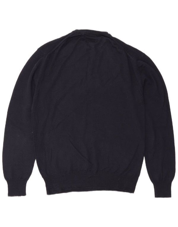 Ungaro Mens Crew Neck Jumper Sweater IT 48 Small Navy Blue Wool