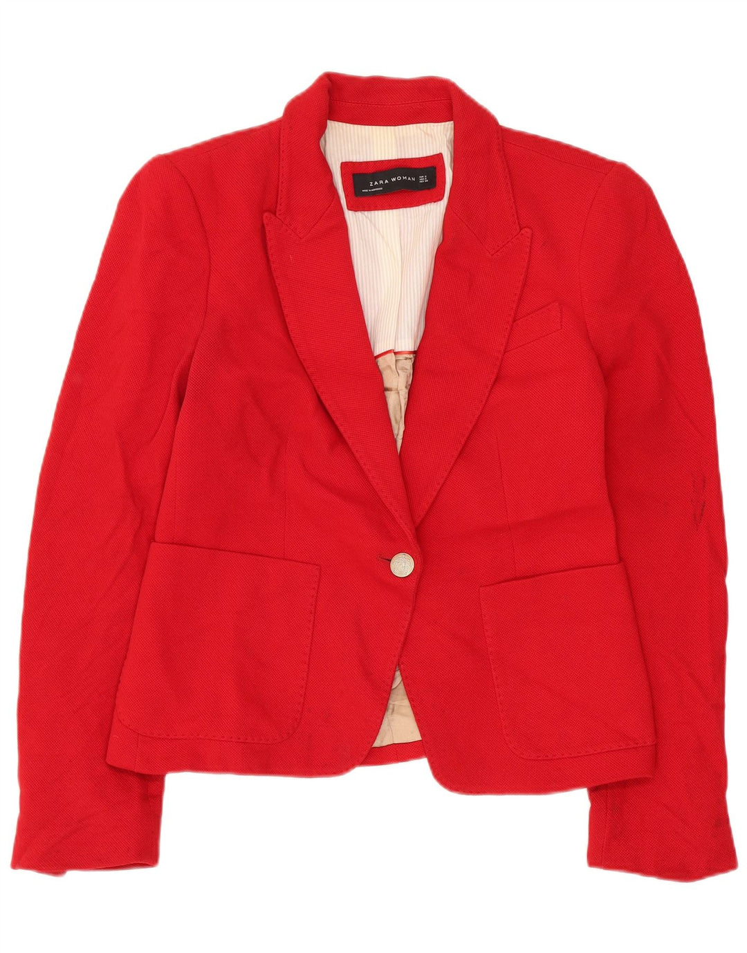 Zara Damen 1-Knopf-Blazerjacke UK 10 Small Rot