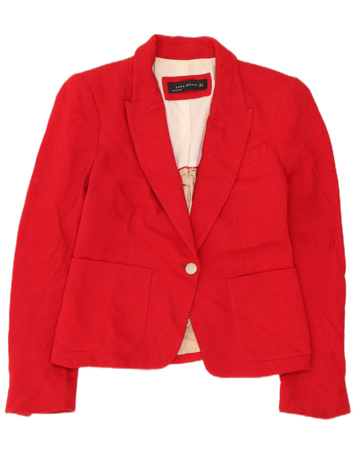 Zara Damen 1-Knopf-Blazerjacke UK 10 Small Rot