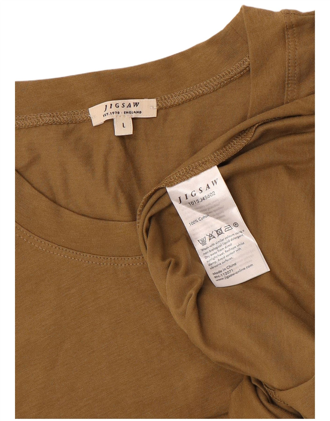 Jigsaw Herren T-Shirt Top Large Braun Baumwolle