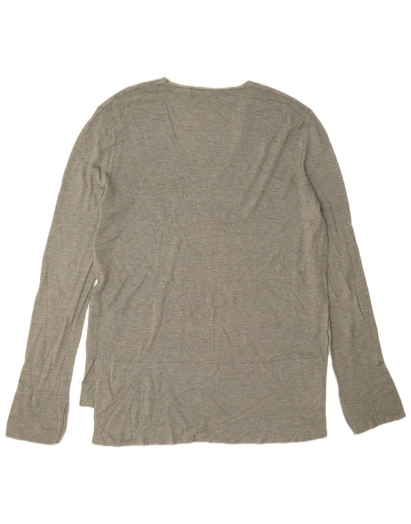 Zara Damen Top Langarm UK 16 Large Graue Viskose
