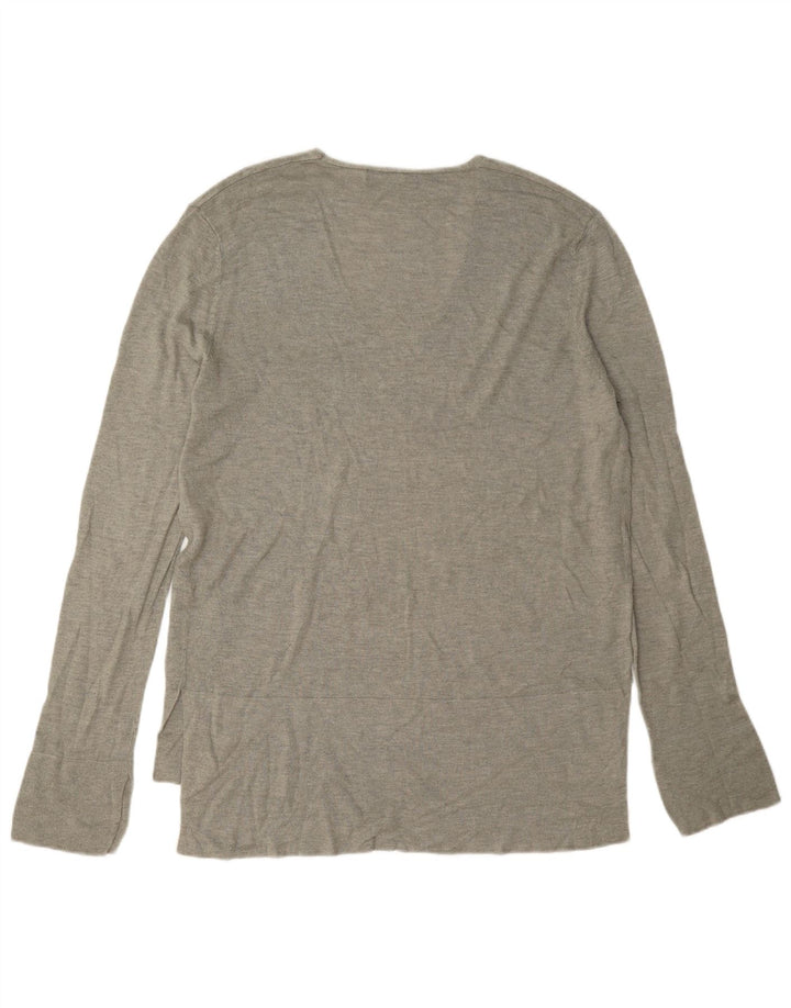 Zara Damen Top Langarm UK 16 Large Graue Viskose