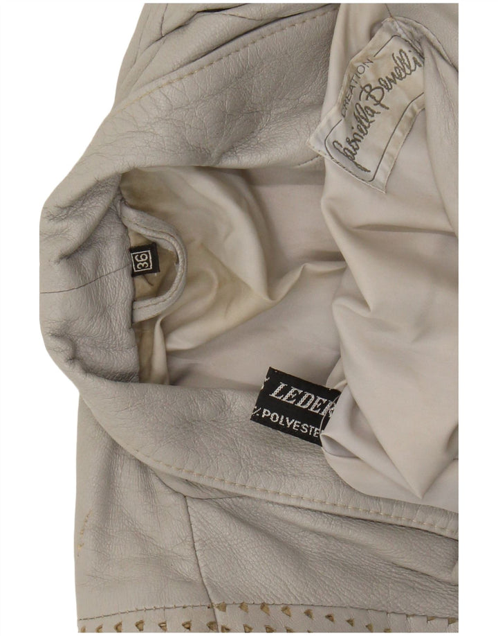 GABRIELLA BENELLI Damen Übergroße Jacke EU 36 Kleines graues Leder