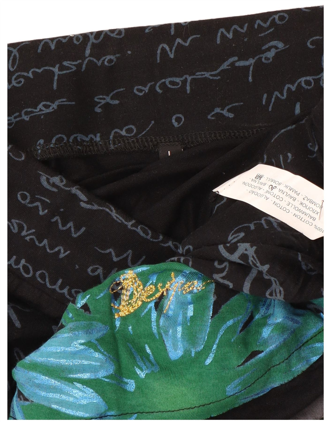 Desigual Damen-A-Linien-Rock, groß, W32, schwarze Baumwolle mit Blumenmuster