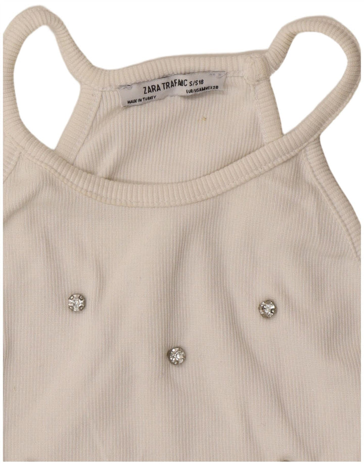 Zara Damen Crop Neckholder Top UK 8 Small Weiß