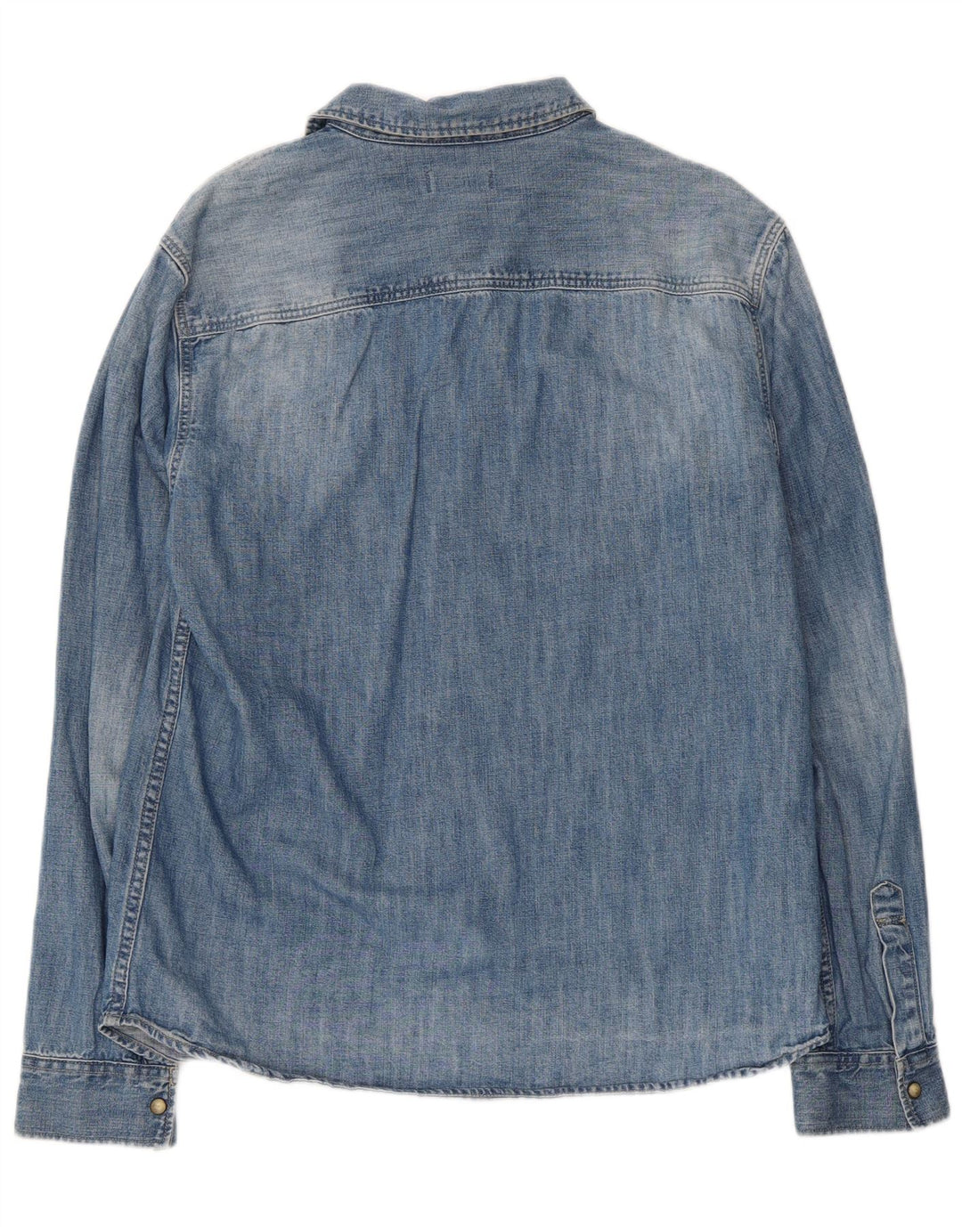 All Saints Herren-Jeanshemd, groß, aus blauer Baumwolle
