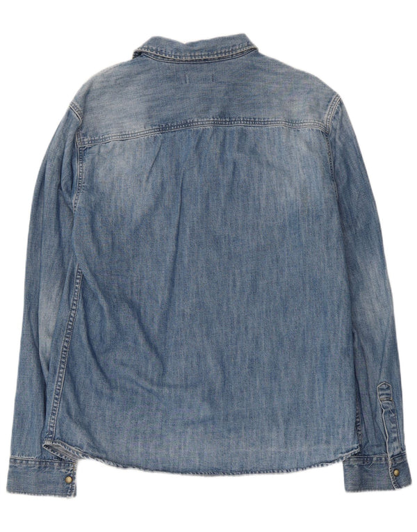 All Saints Mens Denim Shirt Large Blue Cotton