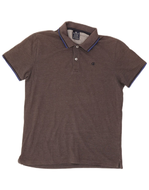 Champion Herren-Poloshirt aus mittelgrauer, gestreifter Baumwolle