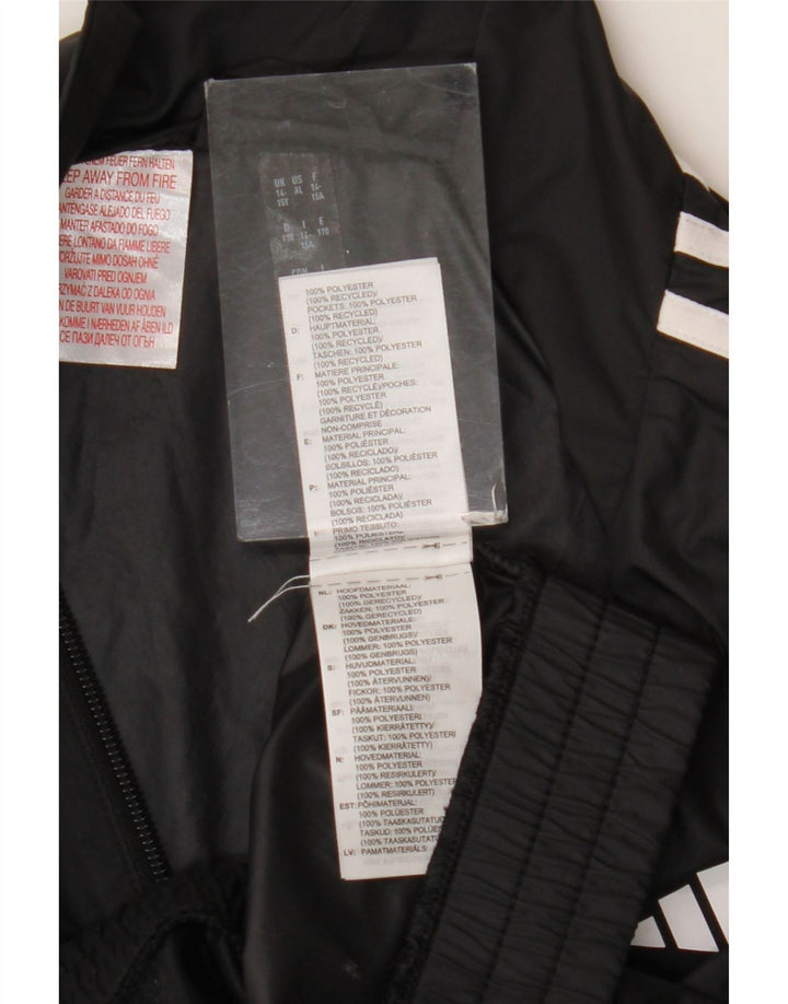 Adidas Mädchen-Trainingsanzug-Top-Jacke, 14–15 Jahre, schwarzes Polyester