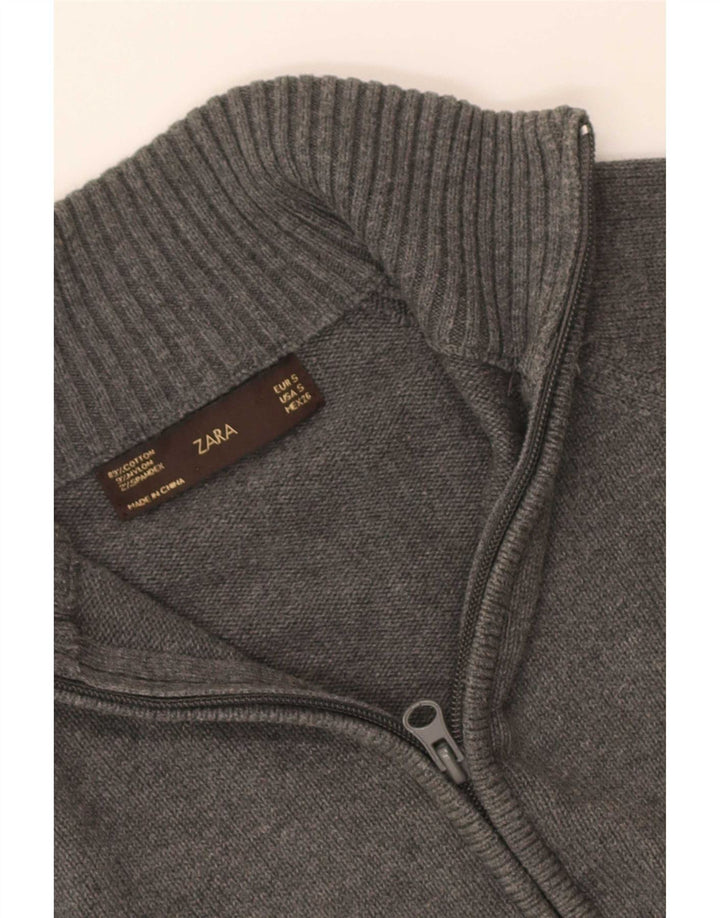 Zara Damen-Cardigan-Pullover UK 8 Small Graue Baumwolle