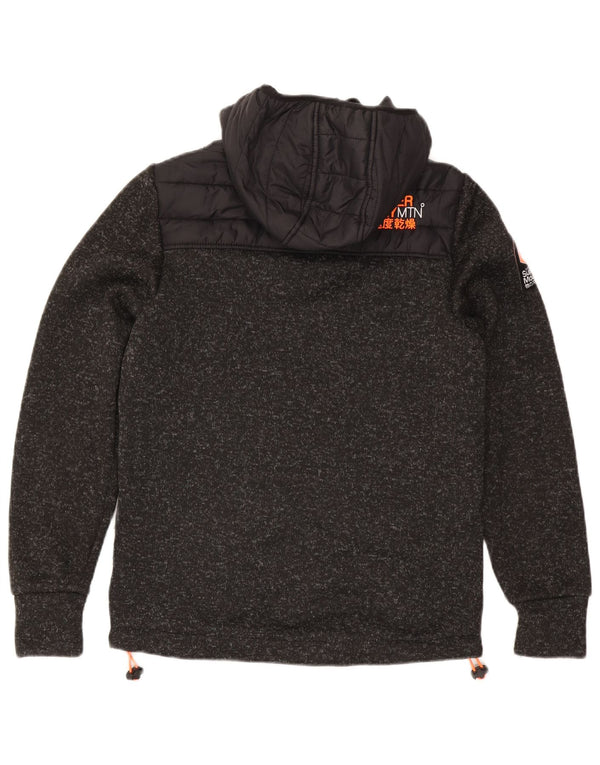 Superdry Wattierte Damenjacke mit Kapuze, UK 14, Mittelschwarz geflecktes Polyester
