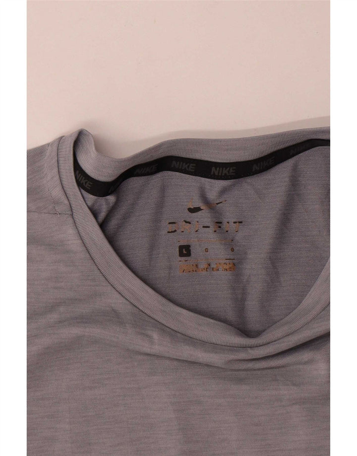 Nike Herren Dri Fit T-Shirt Top Large Grau Polyester