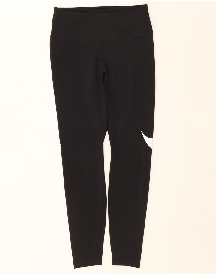 Nike Damen Dri Fit Graphic Crop Leggings UK 8 Small Schwarz Polyester