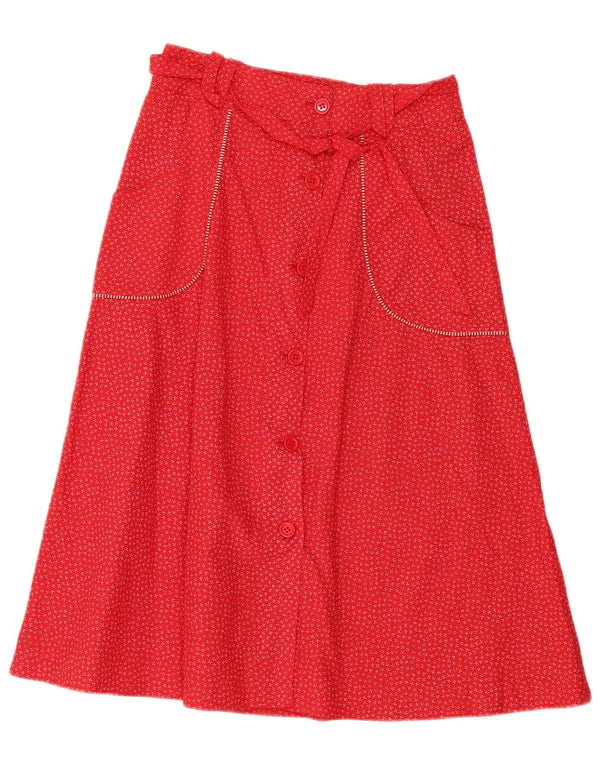 Vintage Damen A-Linie Rock IT 42 Medium W28 Rot geblümt