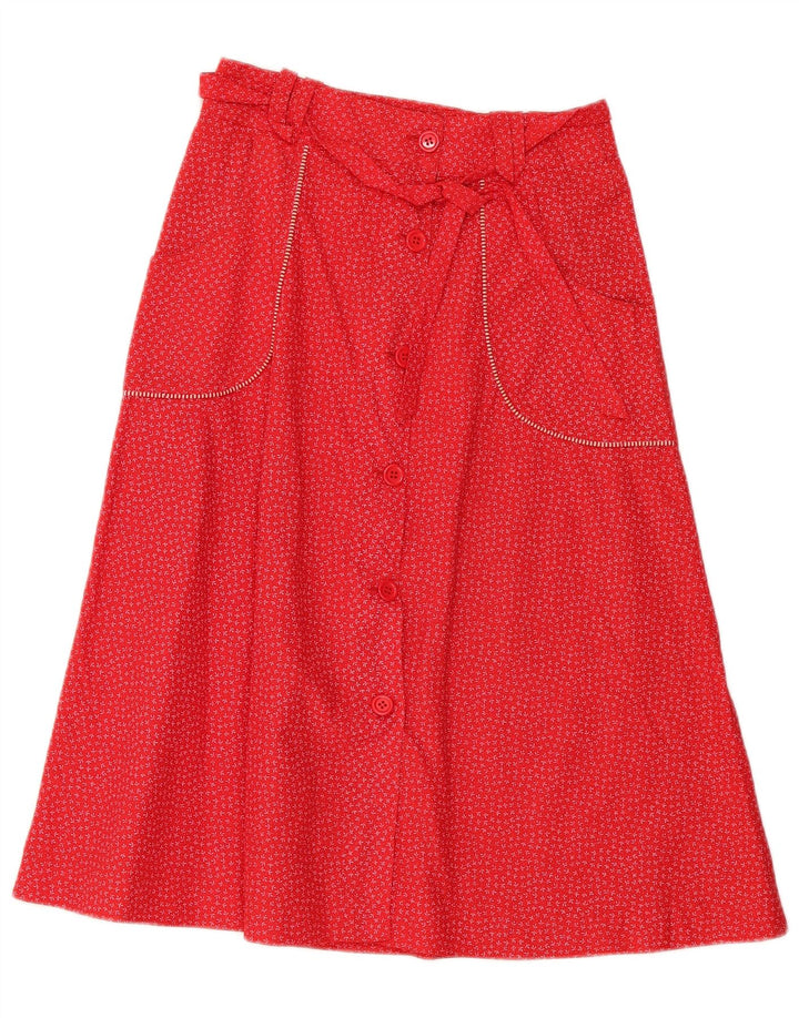 Vintage Damen A-Linie Rock IT 42 Medium W28 Rot geblümt