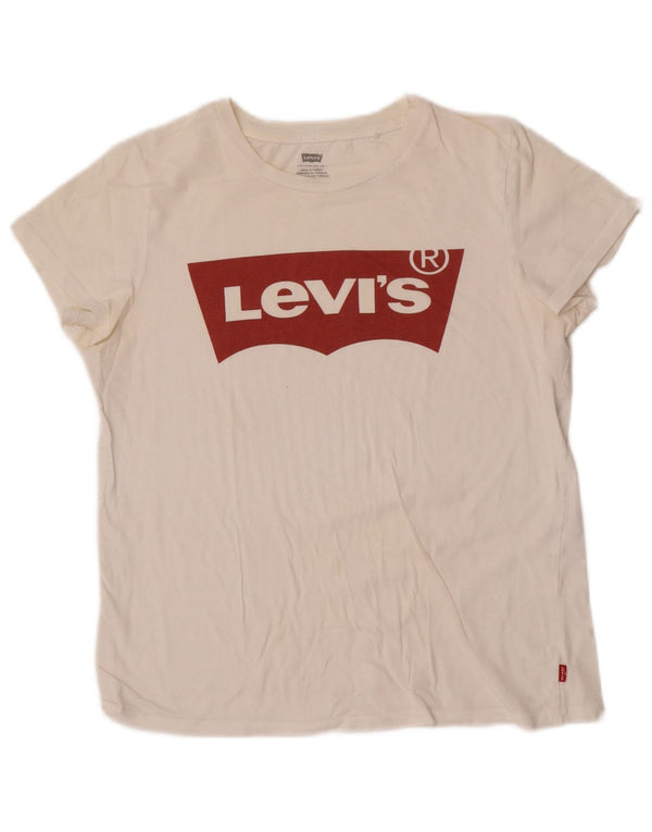 Levi's Damen-T-Shirt mit Grafik, UK 10, Größe S, Weiß
