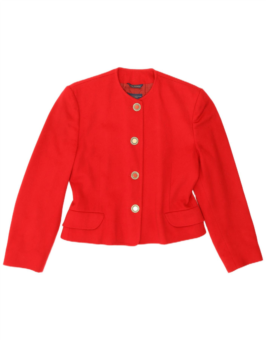 GB.PEDRINI Damen 4-Knopf-Blazerjacke UK 12 Mittelrot