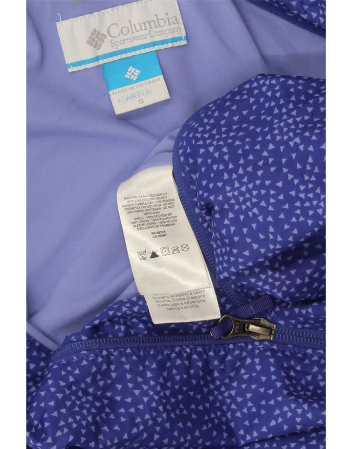 Columbia Mädchen-Regenjacke mit Kapuze, 7–8 Jahre, klein, blau, geometrisch, Polyester