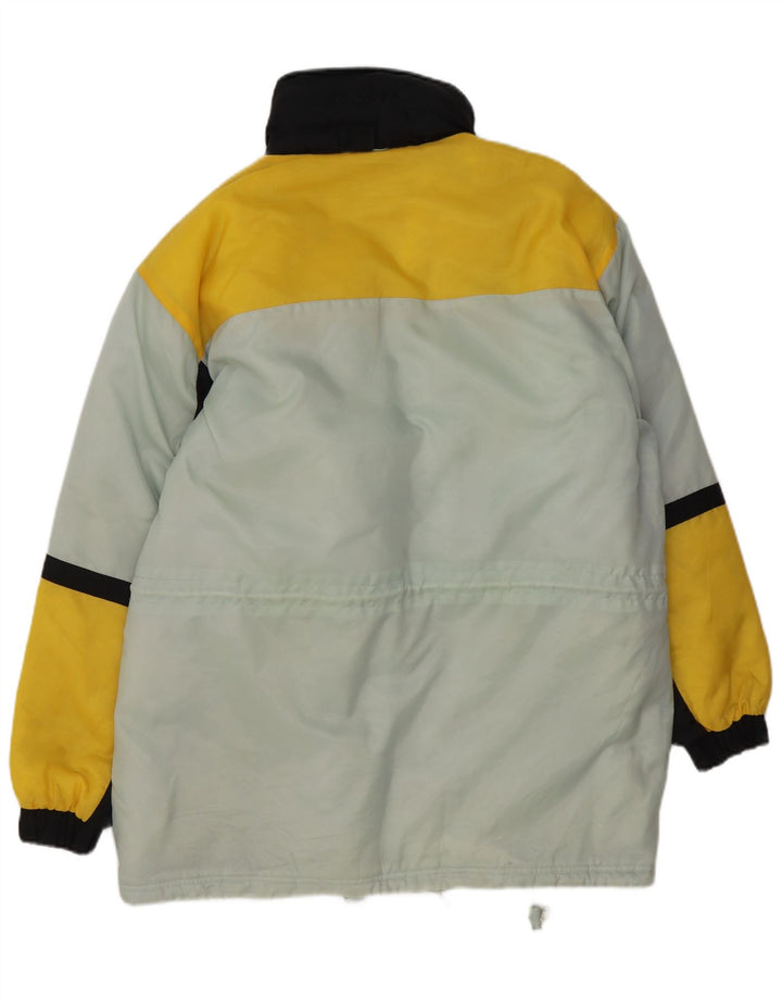 Vintage Herren Skijacke UK 38 Mittelblaues Colourblock-Polyester