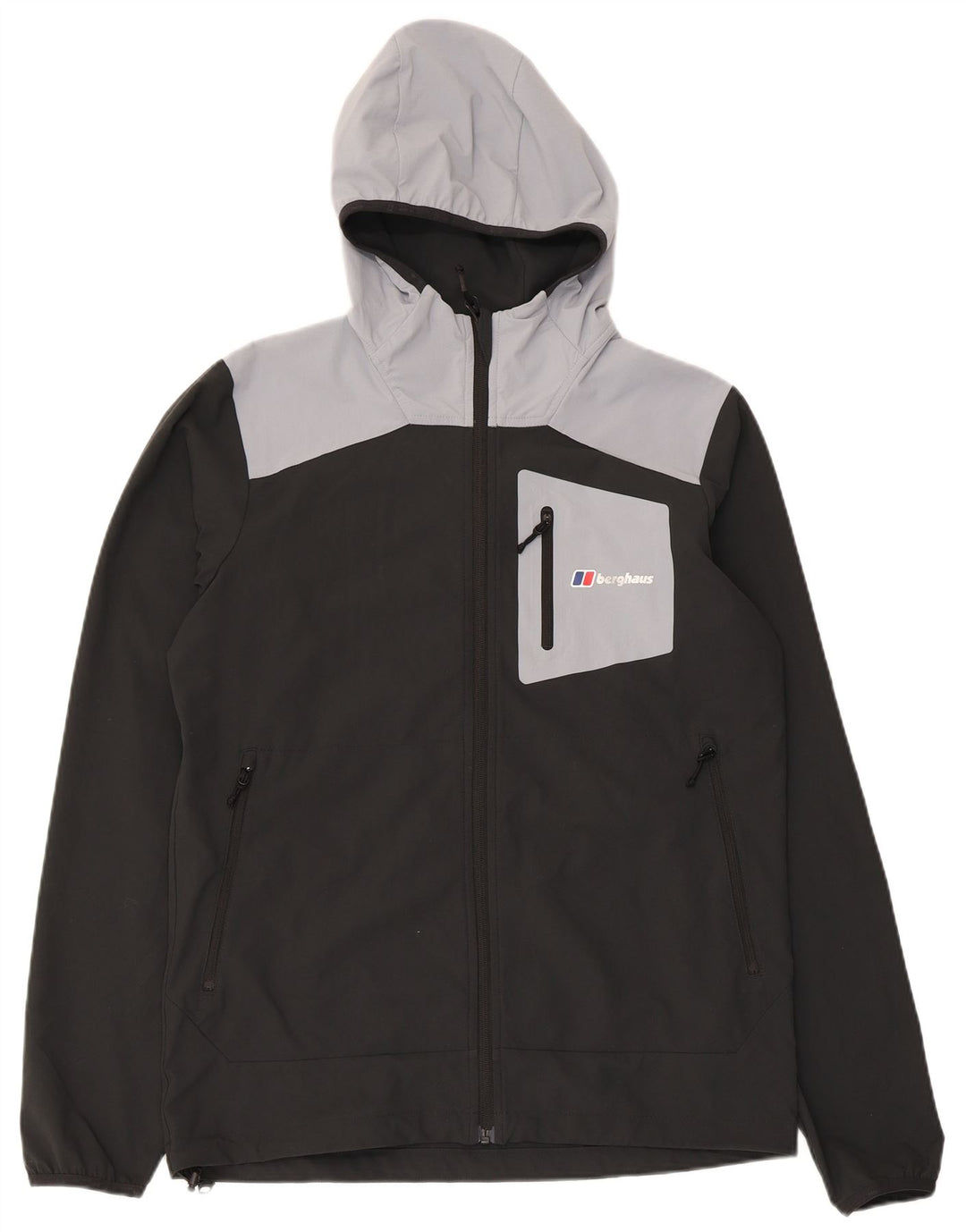 Berghaus Herren-Regenjacke mit Kapuze, klein, schwarzes Farbblock-Polyester