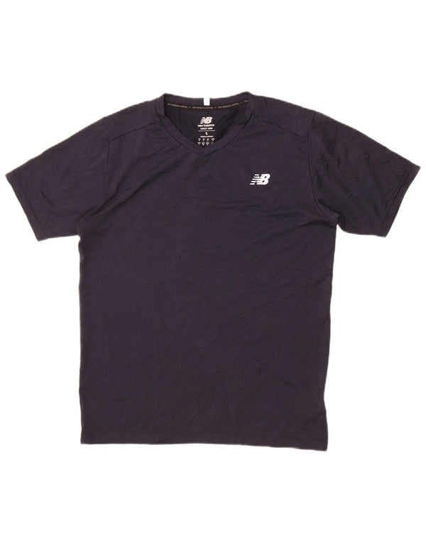 New Balance Mens T-Shirt Top Small Navy Blue Polyester