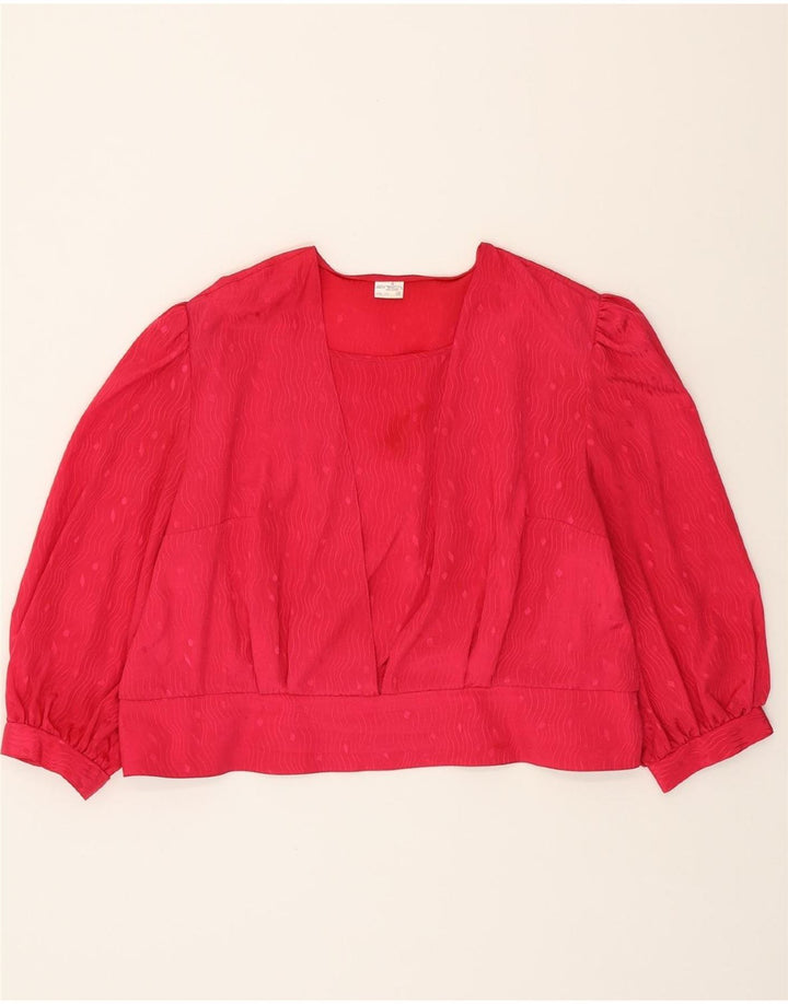 VINTAGE Womens 3/4 Sleeve Blouse Top IT 50 XL Pink Striped Polyester Vintage Vintage and Second-Hand Vintage from Messina Hembry 