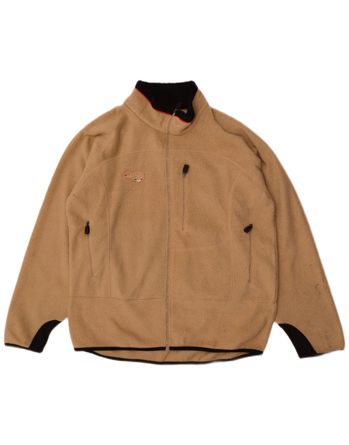 Fila Herren Fleecejacke UK 44 2XL Beige Farbblock