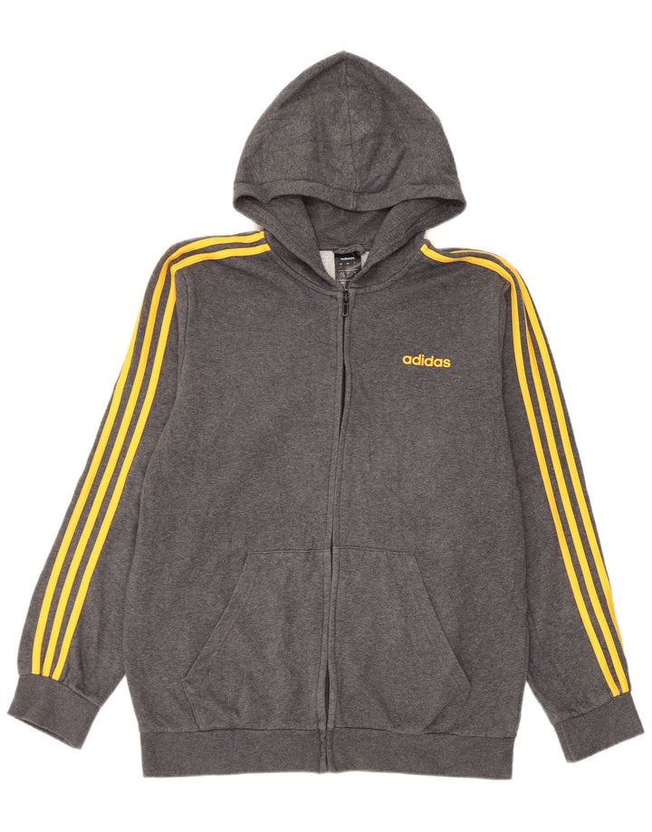 Adidas Herren-Kapuzenpullover mit Reißverschluss, groß, graue Baumwolle