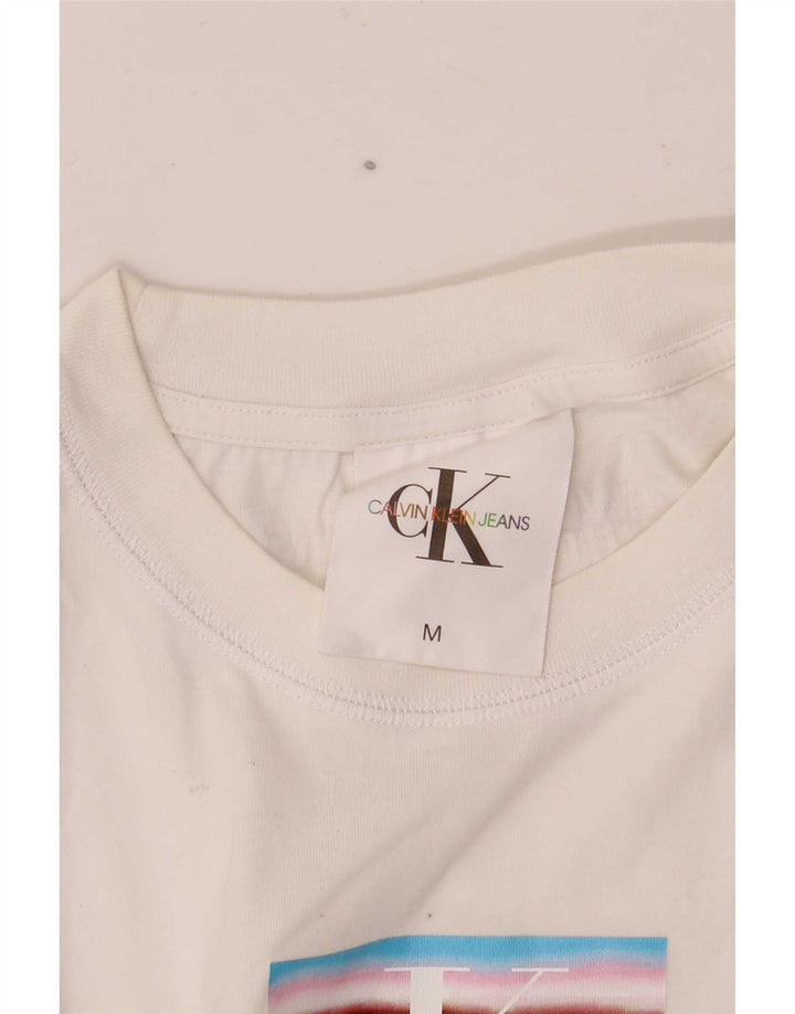 Calvin Klein Damen Crop Graphic Vest Top UK 12 Mittelweiß