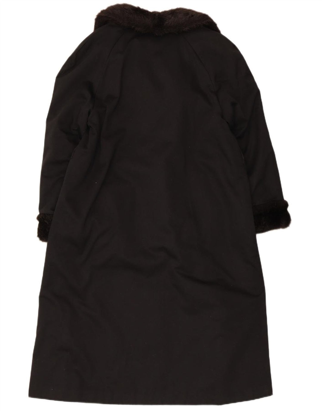 VINTAGE Damen Kunstpelzmantel UK 12 Medium Schwarz Acryl