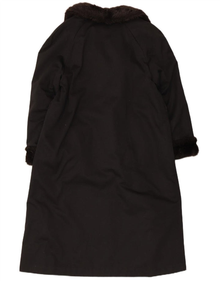 VINTAGE Damen Kunstpelzmantel UK 12 Medium Schwarz Acryl