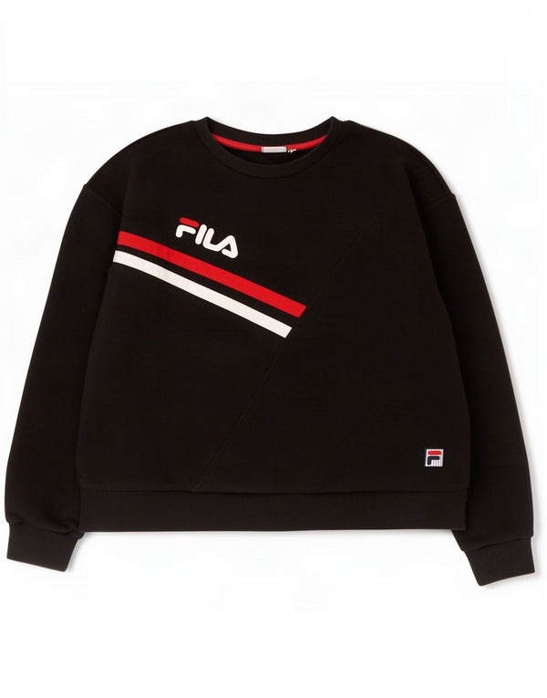Fila Womens Crop Graphic Sweatshirt Pullover UK 16 Large Black Cotton