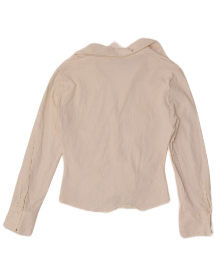 Zara Damen Crop Shirt Bluse UK 10 Small Weiß